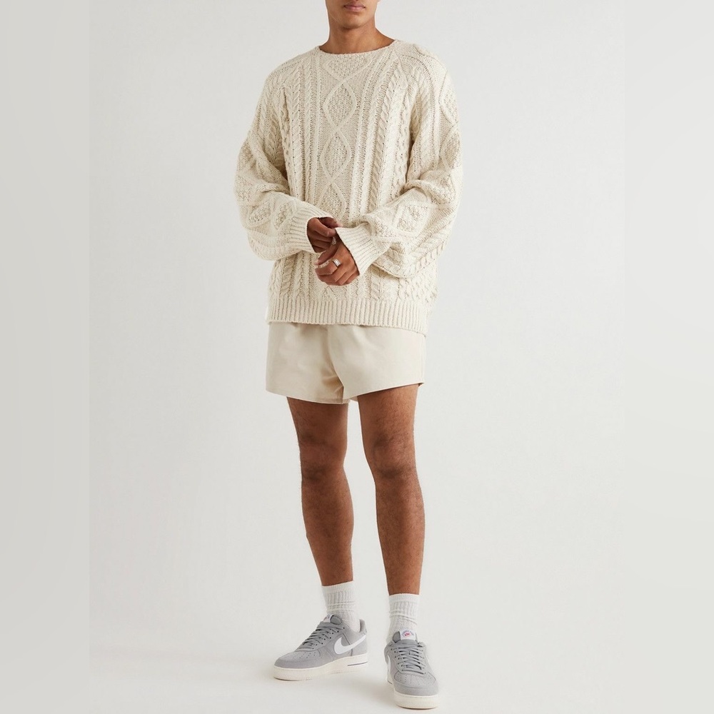 FEAR OF GOD Essentials Cream Cable Knit Unisex Sweater (M)